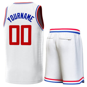 Custom White Red-Royal Classic Sets Basketball Jersey