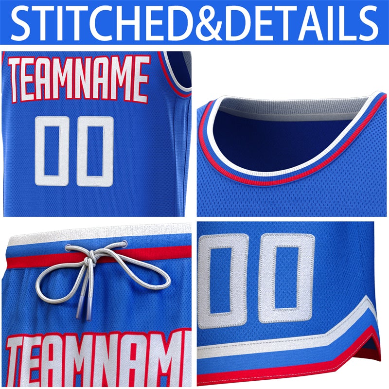 Custom Royal White-Red Classic Sets Basketball Jersey