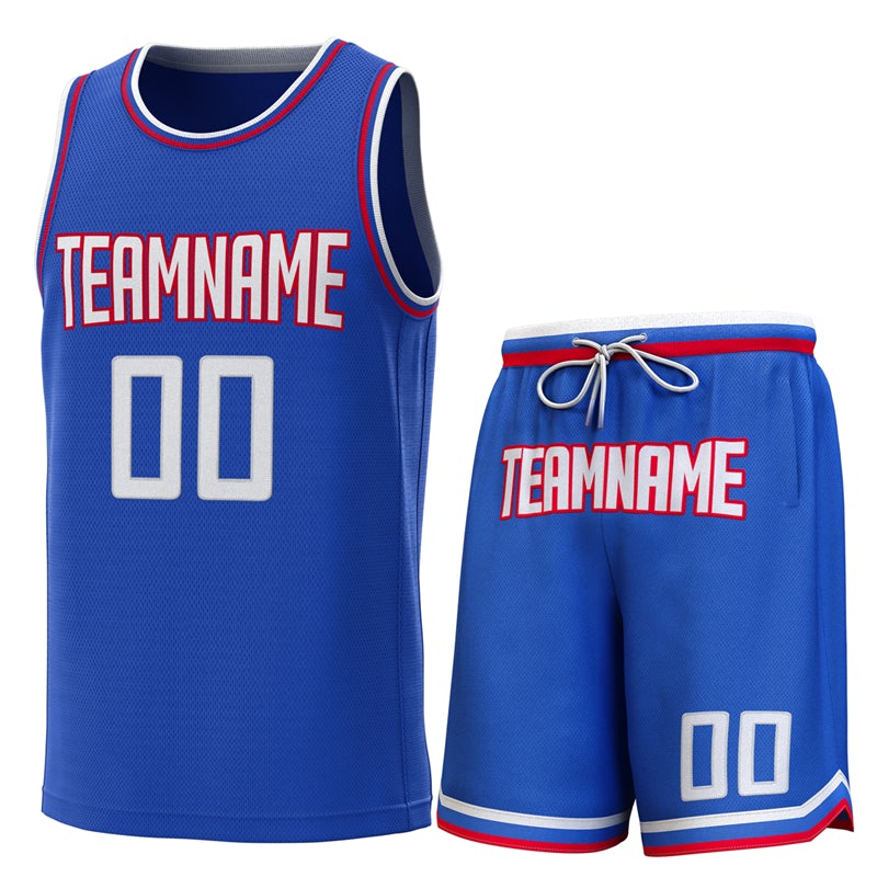 Custom Royal White-Red Classic Sets Basketball Jersey