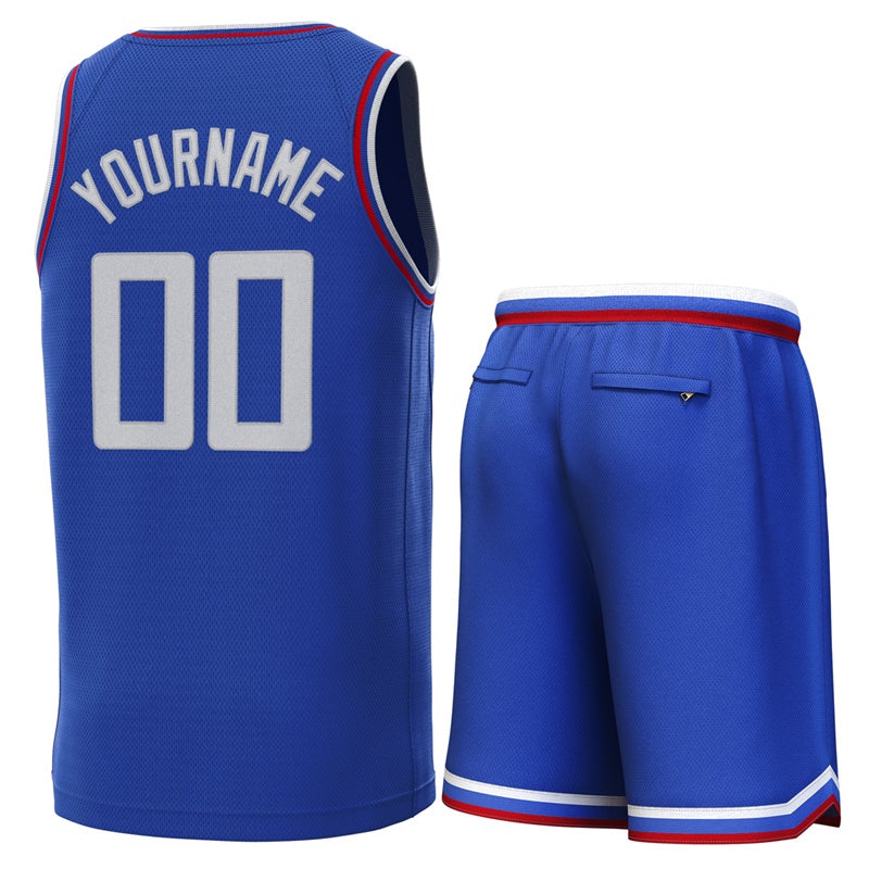 Maillot de basket-ball personnalisé Royal blanc-rouge, ensembles classiques