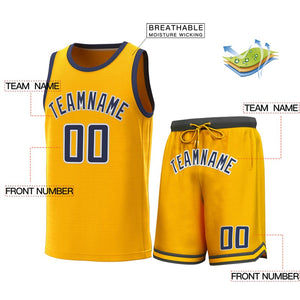 Custom Yellow Navy-White Classic Sets Basketball Jersey