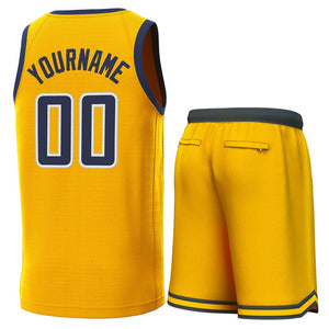 Custom Yellow Navy-White Classic Sets Basketball Jersey