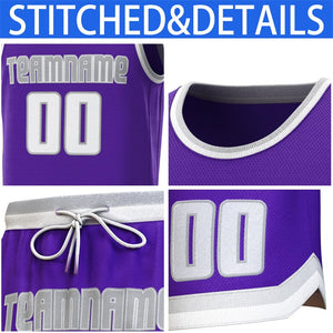 Custom Purple Gray-White Classic Sets Basketball Jersey