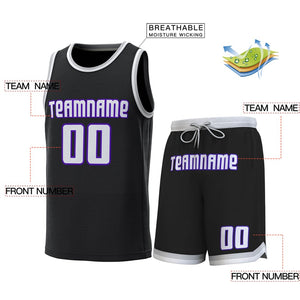 Custom Black White-Gray Classic Sets Basketball Jersey