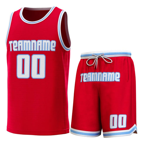 Custom Red White-Lt Blue Classic Sets Basketball Jersey
