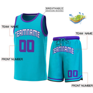 Custom Teal Purple Classic Sets Basketball Jersey