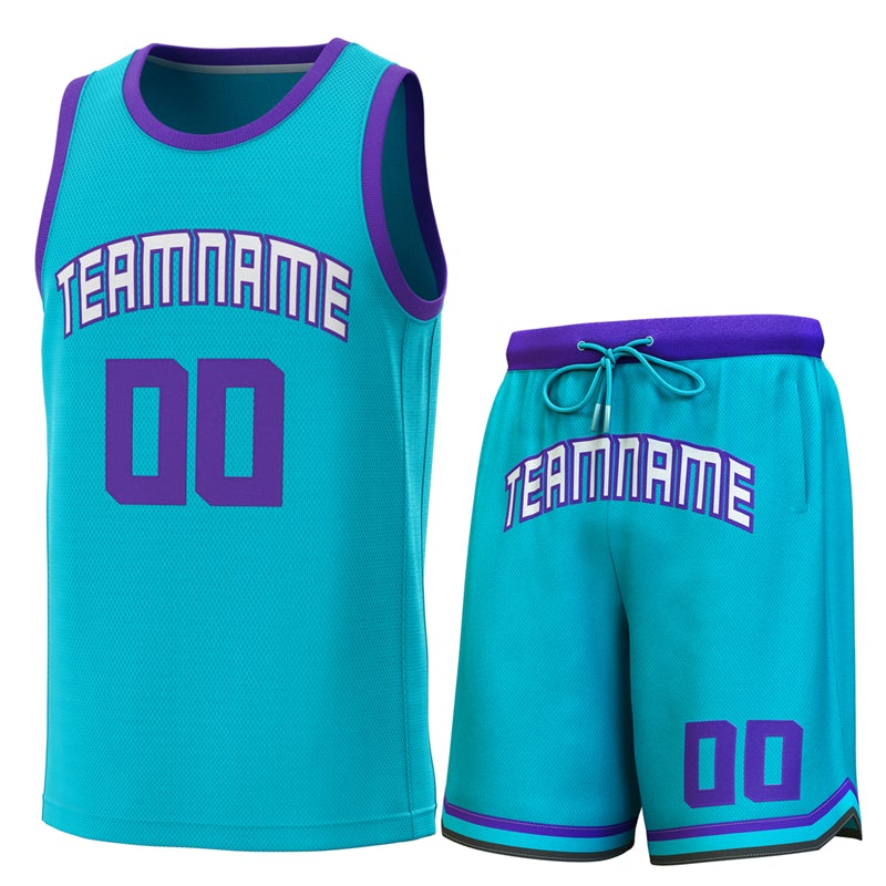 Maillot de basket-ball personnalisé, ensembles classiques violet sarcelle