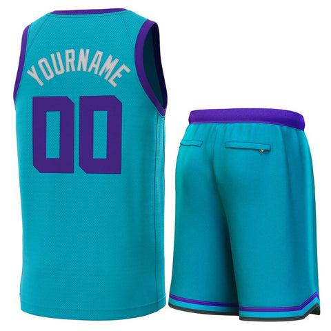 Custom Teal Purple Classic Sets Basketball Jersey