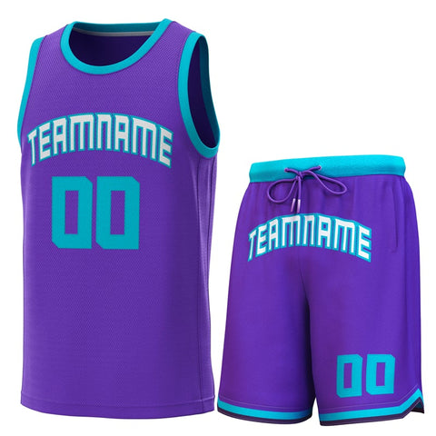Custom Purple Teal Classic Sets Basketball Jersey