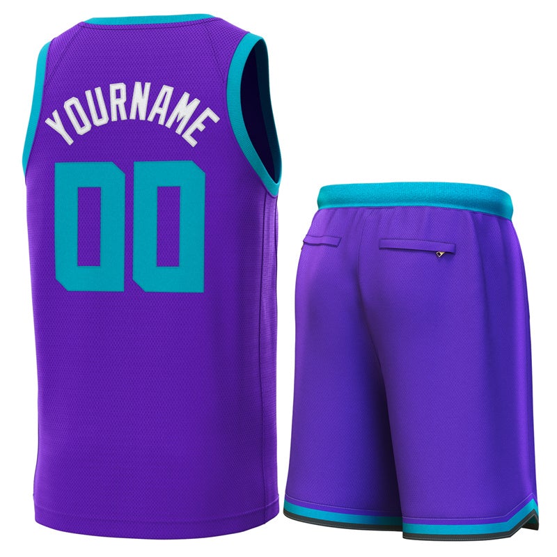 Maillot de basket-ball personnalisé violet sarcelle, ensembles classiques