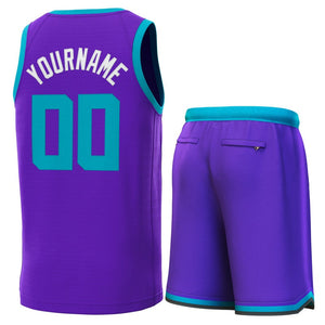 Custom Purple Teal Classic Sets Basketball Jersey