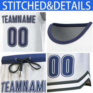 Custom White Navy Lt Blue Classic Sets Basketball Jersey