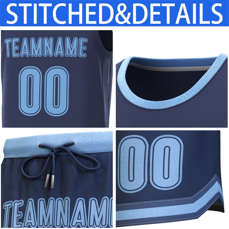 Maillot de basket-ball personnalisé, ensembles classiques bleu marine Lt