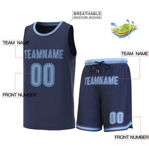 Maillot de basket-ball personnalisé, ensembles classiques bleu marine Lt