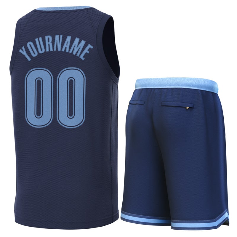 Maillot de basket-ball personnalisé, ensembles classiques bleu marine Lt