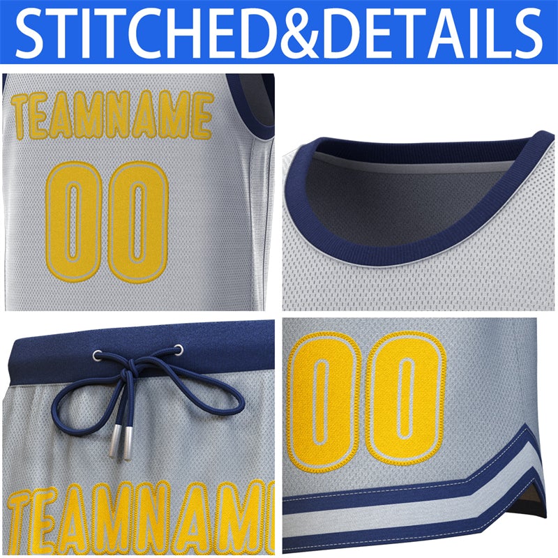 Custom Gray Navy Classic Sets Basketball Jersey