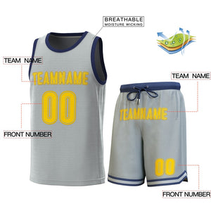 Maillot de basket-ball personnalisé gris marine, ensembles classiques