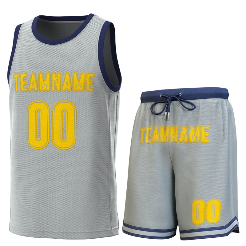 Maillot de basket-ball personnalisé gris marine, ensembles classiques