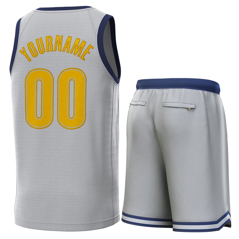 Custom Gray Navy Classic Sets Basketball Jersey