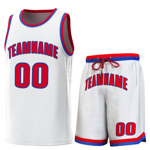 Custom White Royal-Red Classic Sets Basketball Jersey