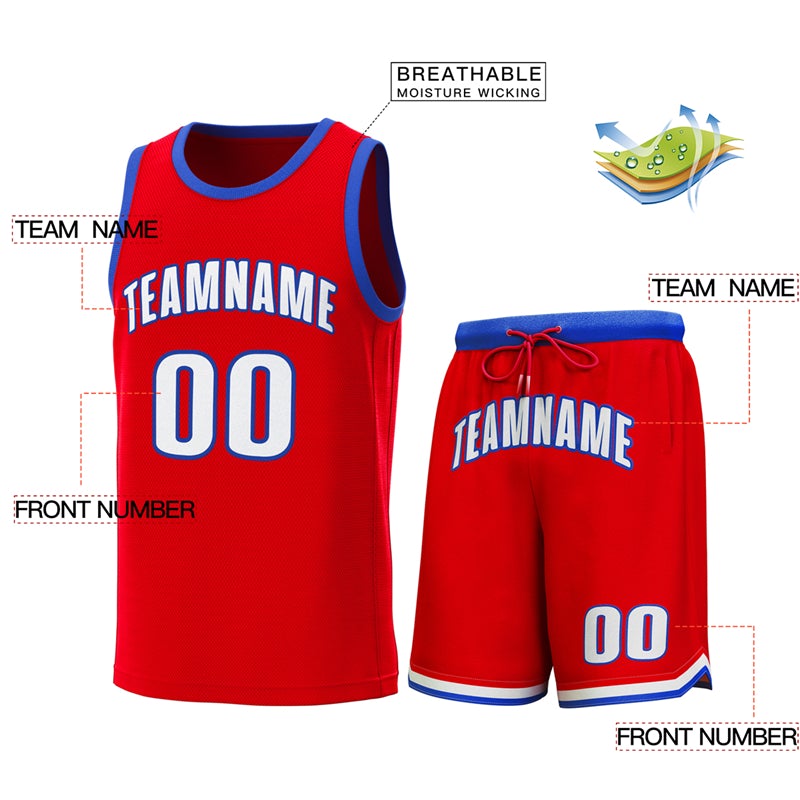 Maillot de basket-ball personnalisé rouge Royal Classic