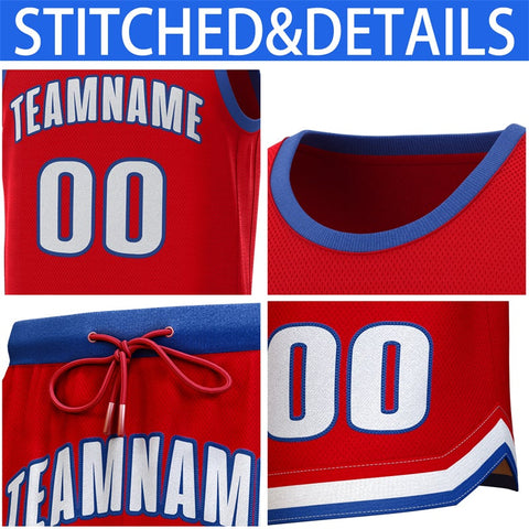 Custom Red Royal Classic Sets Basketball Jersey