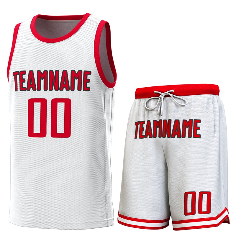 Custom White Red Classic Sets Basketball Jersey