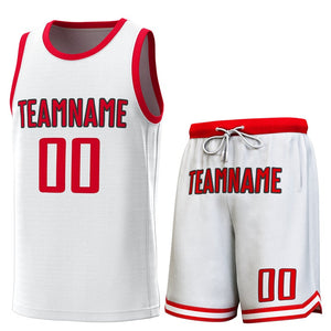 Maillot de basket-ball personnalisé blanc rouge classique