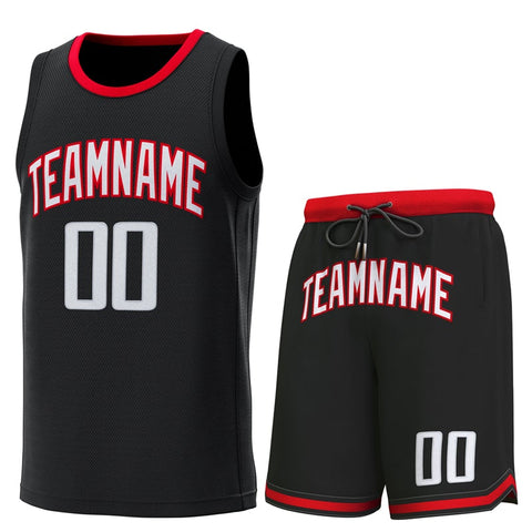 Custom Black Red Classic Sets Basketball Jersey