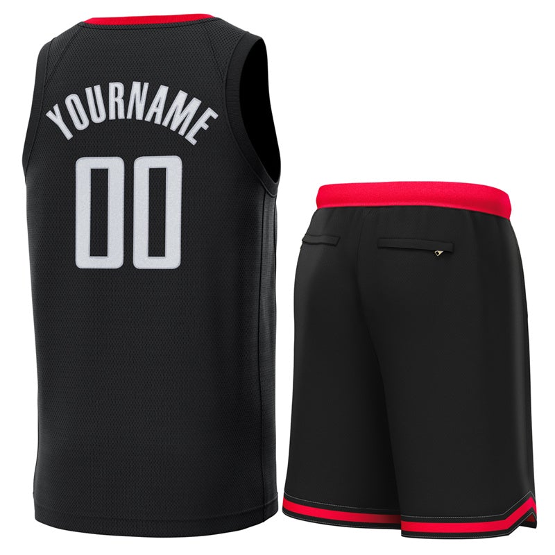 Maillot de basket-ball personnalisé noir rouge classique