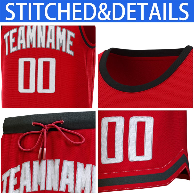 Maillot de basket-ball classique rouge noir personnalisé