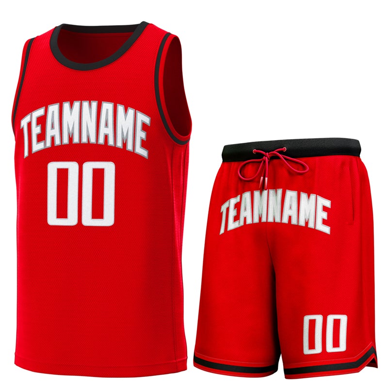 Maillot de basket-ball classique rouge noir personnalisé