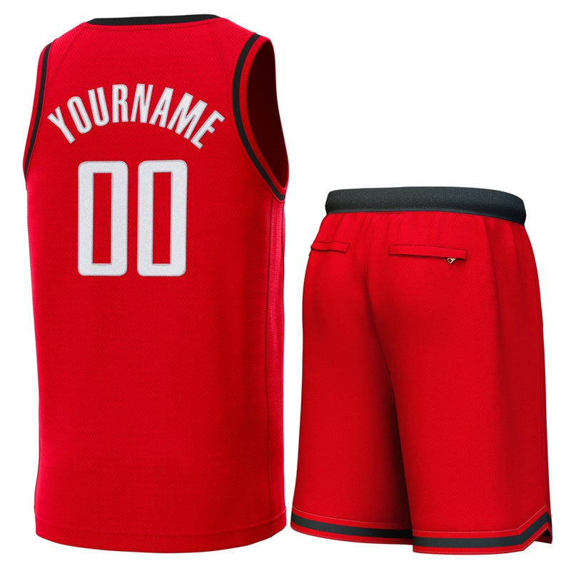 Maillot de basket-ball classique rouge noir personnalisé