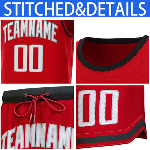 Custom Red Black Classic Sets Basketball Jersey