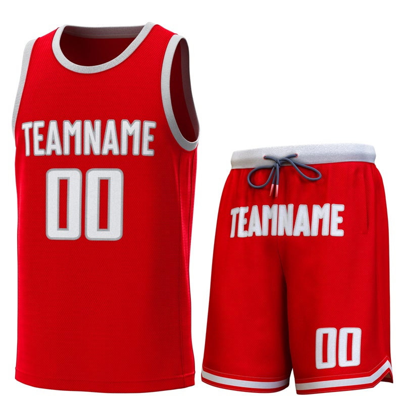 Maillot de basket-ball classique rouge gris personnalisé