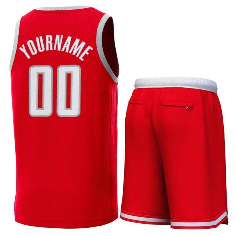 Maillot de basket-ball classique rouge gris personnalisé