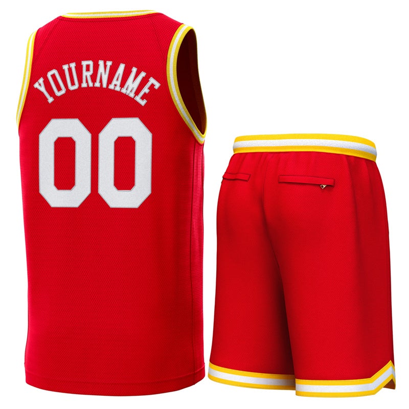 Custom Red Yellow-White Classic Sets Basketball Jersey