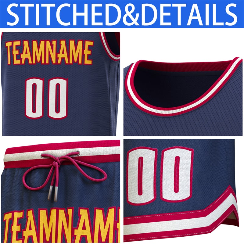 Custom Navy Crimson-White Classic Sets Basketball Jersey