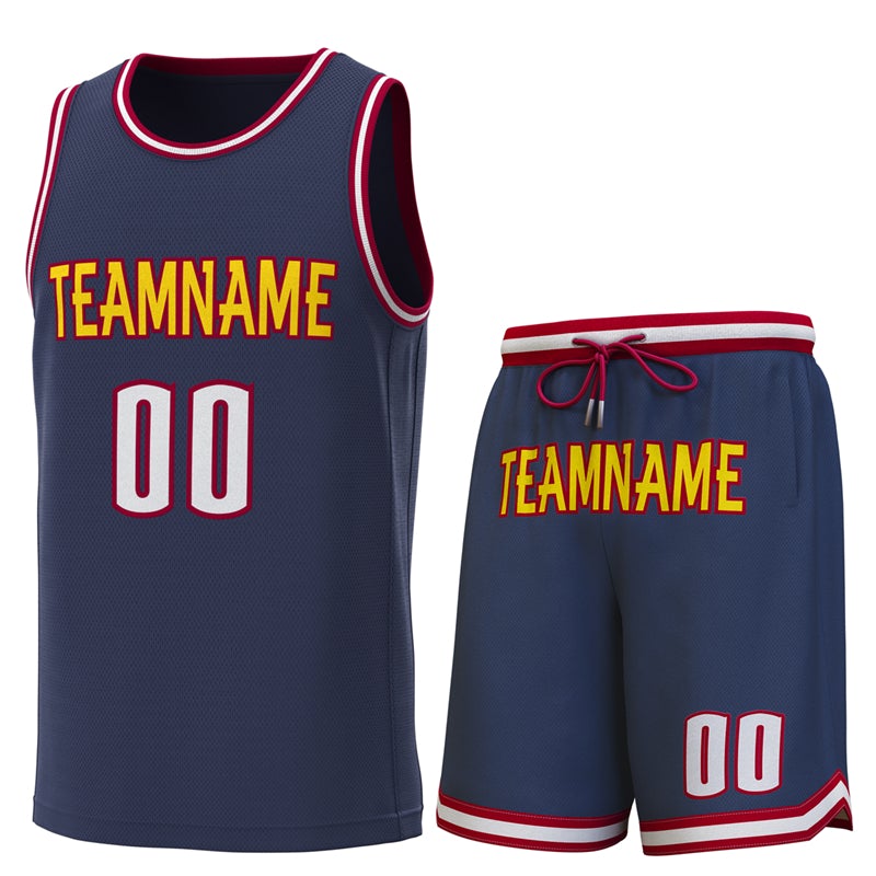 Custom Navy Crimson-White Classic Sets Basketball Jersey