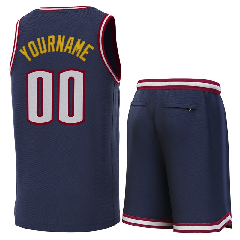 Custom Navy Crimson-White Classic Sets Basketball Jersey