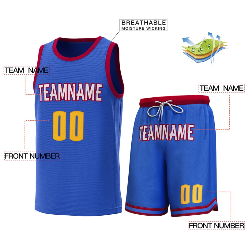 Custom Royal Crimson Classic Sets Basketball Jersey