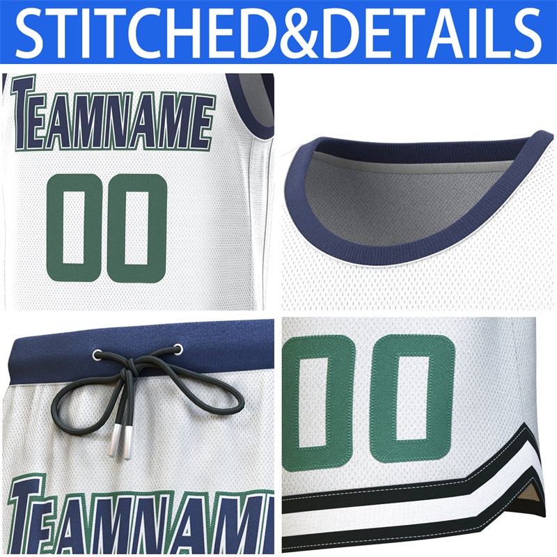 Maillot de basket-ball personnalisé, ensembles classiques de la marine blanche