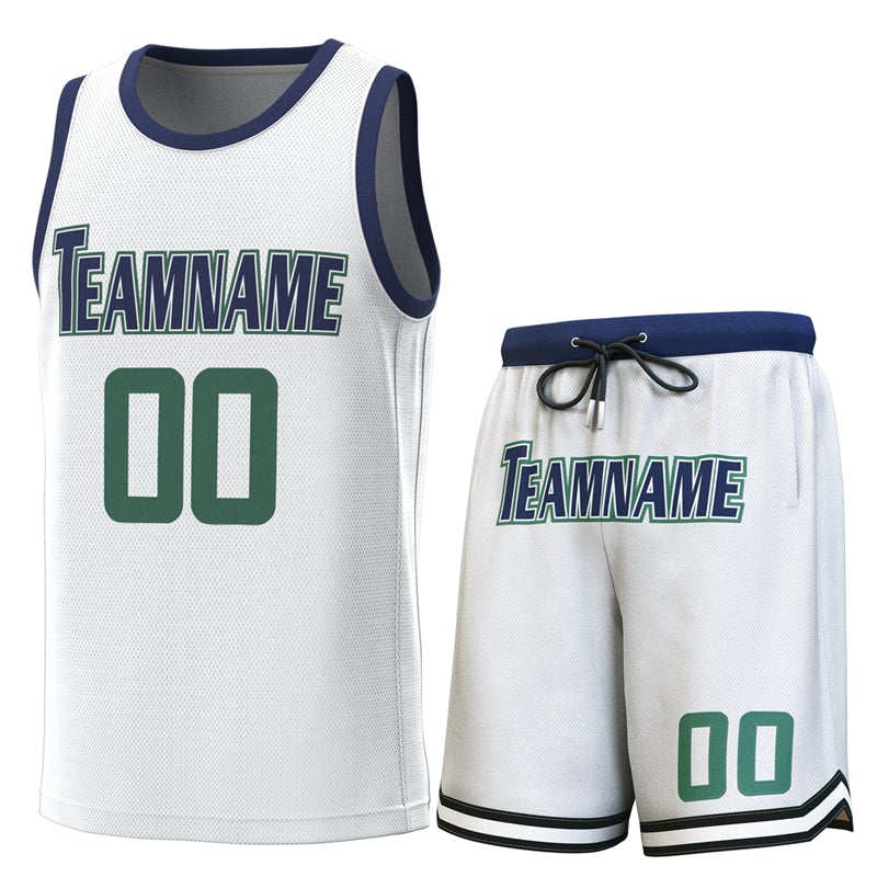 Maillot de basket-ball personnalisé, ensembles classiques de la marine blanche