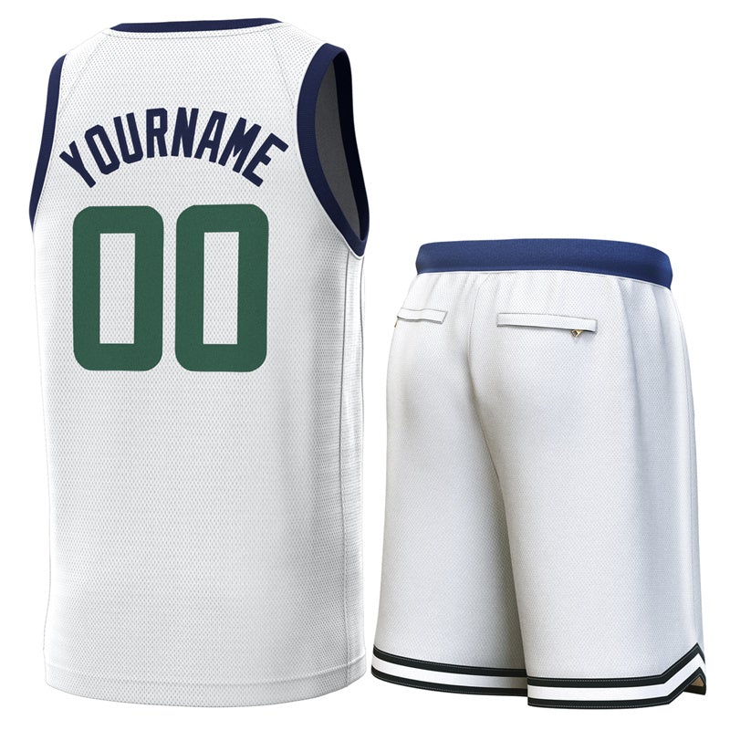 Maillot de basket-ball personnalisé, ensembles classiques de la marine blanche