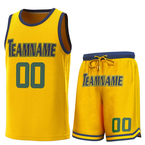 Custom Yellow Navy Classic Sets Basketball Jersey