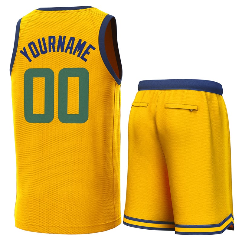 Custom Yellow Navy Classic Sets Basketball Jersey