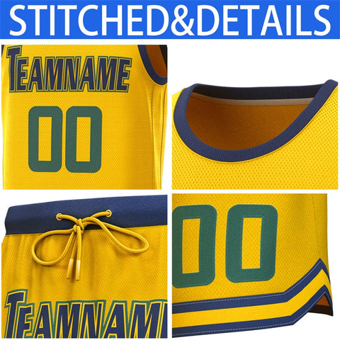 Custom Yellow Navy Classic Sets Basketball Jersey