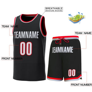 Custom Black Red-Gray Classic Sets Basketball Jersey