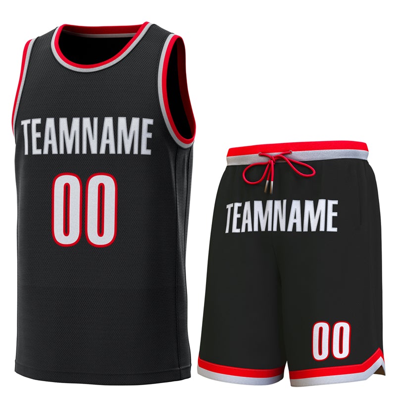 Custom Black Red-Gray Classic Sets Basketball Jersey