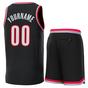 Custom Black Red-Gray Classic Sets Basketball Jersey